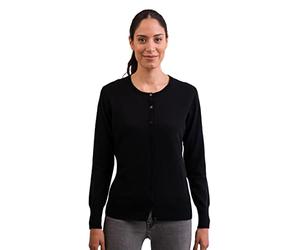 100% Cashmere Women's Crew Neck Cardigan (Black, M)
