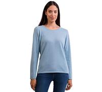 100% Cashmere Women's Crew Neck Sweater | Jumper (Blue/Light Blue, S)