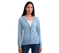 100% Cashmere Women's Hoodie with Zip, lightblue, M