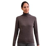 100% Cashmere Women's Turtle Polo Neck Sweater | Roll Neck Jumper (Grey/Taupe Melange, S)