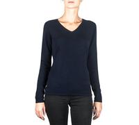 100% Cashmere Women's V-Neck Sweater | Jumper (Blue/Navy, XL)