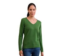 100% Cashmere Women's V-Neck Sweater | Jumper (Green, S)