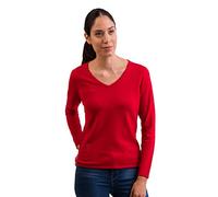 100% Cashmere Women's V-Neck Sweater | Jumper (Red, L)