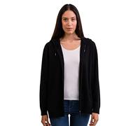 100% Cashmere Women's Zip Hoodie | Sweater (Black, M)