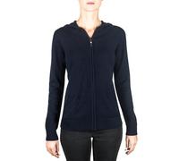 100% Cashmere Women's Zip Hoodie | Sweater (Blue/Navy, M)