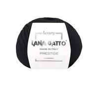 100% Cashmere Yarn for Knitting and Crochet, Lana Gatto Luxury Prestige Line, 25 gr. 75 mt, 0.9 oz 82 yds (Black - 1500, 1)