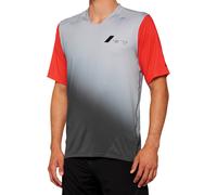 100% Celium Short Sleeve MTB Jersey - Grey / Racer Red / Large