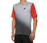 100% Celium Short Sleeve MTB Jersey - Grey / Racer Red / Large