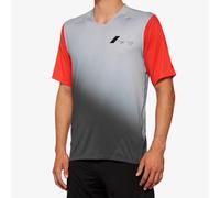 100% Celium Short Sleeve MTB Jersey - Grey / Racer Red / XLarge