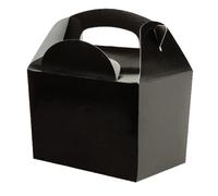 100 Childrens Kids Plain Carry Food Meal Picnic Birthday Party Bag Boxes (BLACK)