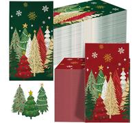 100 Christmas Guest Napkins Snowflake & Tree Disposable Paper Christmas Cocktail Guest Hand Towel for Xmas Party Table Dinner Kitchen Bathroom
