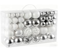 100 Christmas Tree Baubles Set, Diameter 3 | 4 | 6 cm, Unbreakable Plastic Christmas Baubles Matte/Glossy/Glitter, Reusable Christmas Tree Decoration for Indoor and Outdoor Use