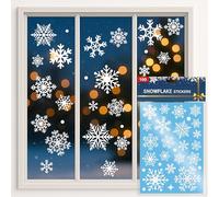 100 Christmas Window Snowflake Stickers Xmas Decorations Reusable Snowflakes Easy Stick & Remove Glass Windows by Felyne