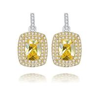 100% citrine diamonds gemstone drop dangle ear studs wedding engagement earrings