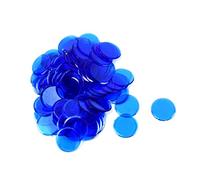 100 Clear Blue 7/8" Plastic Bingo Chip Transparent Paper Hard Card Marker Set
