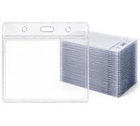 100 Clear Flexible ID Card Holders | Badge Wallets | Fits 60 x 90mm Inserts | Durable Vinyl Plastic Name Badge Holders | Compatible with Lanyards & Badge Clips | PCL Media ltd