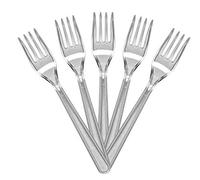 100 Clear Plastic Forks Strong Heavy Duty (Washable & Reusable)