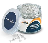 100 Clear Push Pins for Bulletin Board Thumb Tacks for Wall Corkboard Map Calendar Photo -Home Office Craft Projects Heavy Duty Plastic Head Steel Pin (Clear)