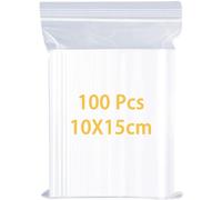 100 Clear Reusable 10x15cm Zip Lock Resealable Grip Seal Bags - Small Food Storage Ziploc Bags for Jewellery, Medicine, Cookies, and Sweets