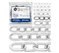 100 cm = 1 metre 6 mm thick stainless steel chain, sold by the metre, V4A link chain, short link in one piece, anchor chain, A4, DIN 56856, metal chain, DIN 766, rustproof safety chain, iron chain, 1