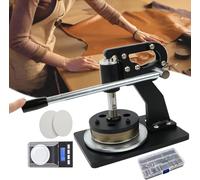 100 cm² Hand Press Round Sampler - 11.2 cm Diameter Circle Cutter, Adjustable 0-10 mm Thickness, Ideal for Film, Paper, Cloth, Wool, Leather - Includes 2 Pads and Scale
