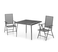 (100 cm table length/ 3 piece) vidaXL Garden Dining Set Outdoor Dining Table and Chairs Anthracite Steel