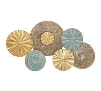 100 cm Wall Sculptures Rectangle Wall Decoration Metal Wall Decoration Decorations 3D Metal Pictures Modern Artwork for Home Living Room Dining Room Bedroom Kitchen Corridor, Gold Blue