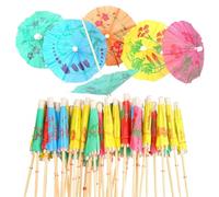 100 Cocktail Umbrellas - Assorted Tropical Paper Drink Umbrellas for Party Decorations, Tiki Bars, Luau, and Summer Drinks - Colorful Drink Garnishes for Cocktails, Cupcakes, and Fruit Displays