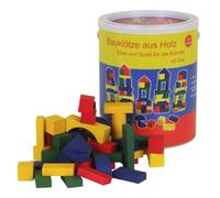100 Colorful Building Blocks of Wood Wooden Toy Storage Box Building Bricks