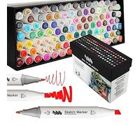 100 Colors Marker Pens, Double Point Art Markers Set, Fine and Broad Tip Sketch Pen, for Kids and Adults Painting, Coloring, DIY on Wood, Ceramic, Rock MH-100W