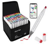 100 Colours Alcohol Brush Markers with Free App, Brush and Chisel Tip Alcohol Pens for Adults and Kids, Drawing Markers for Anime Manga Drawing and Sketching