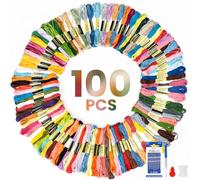 100 Colours Embroidery Threads, Cross Stitch Thread, Embroidery Floss with Needles, Rainbow Colour Bracelet Thread for Knitting, Embroidery Floss Bobbins, Cross Stitch Project