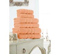100% Combed Cotton Towel Bale Set 600gsm For Bathroom Large Spa Gym Shower Daily Use Home Collection Soft Absorbent 2 Hand Towels, 2 Bath Towels, 2 Bath Sheets, Peach
