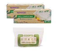 100% Compostable Snack Zip Bag | ECO-Friendly Small Storage Bags | Freezer Bag | Plant-Based BPA-free | Seal well for Cookie, Chips and Snack (100Bags)