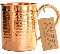100% Copper Mug for Moscow Mule - 16oz Hammered Pure Copper Thick Wall - BONUS Recipe Cards!