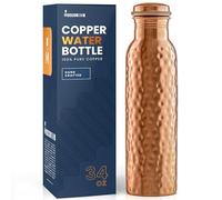 100% Copper Water Bottle - 34 oz Extra Large - Hammered Finish Pure Copper Water Bottle for Drinking - Handcrafted Ayurvedic Leak-Proof Vessel for Healthy Hydration - Premium Ocean Blue Gift Box