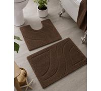 100% Cotton 2 Piece Bath Set. Bath Mat And Pedestal Mat Chocolate Brown