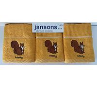 100% Cotton 3 Pack 'Woody' The Squirrel Design Kitchen Hand Tea Towels in Yellow Riggs