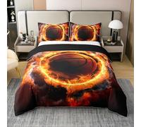 100% Cotton 3D Basketball Duvet Cover King 3 Pcs Abstract Flame Print Bedding Set for Kids Boys Teens Adults Sports Game Competition Style Comforter Cover,2 Pillowcases,No Comforter