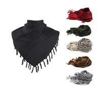 100% Cotton Arab Square Scarf Military Shemagh Tactical Desert Keffiyeh Scarf Wrap Desert Head Neck Scarf 110x110cm(43x43inch) Arab Wrap With Tassels