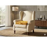 100% Cotton Armchair Booster Cushion - Thick & Firm Booster Seat Pad for Dining Chairs | Supportive Chair Cushion for Home, Office & Garden | Ideal for Pregnancy, Elderly & Post Surgery (Mustard)