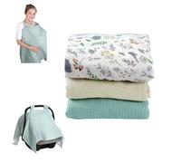 100% Cotton Baby Car Seat Canopy, Double Breasted Design， Multi-Functional Muslin Newborn Seat Cover, Comfortable and Breathable, Universal Baby Girl Nursing Cover, Summer Newborn Carseat Canopy