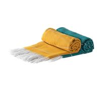 100% Cotton Bath Towel Aqua/Mustard Turkish Beach Towel - 170 x 90cm (x4) Nicola Spring Multi Bath Towel