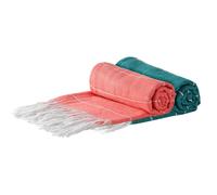 100% Cotton Bath Towel Cantaloupe/Aqua Turkish Beach Towel - 170 x 90cm (x2) Nicola Spring Multi Bath Towel