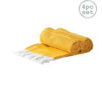 100% Cotton Bath Towel Turkish Style Hamman Beach Towel Sheet - 170 x 90cm (x4) Nicola Spring Mustard Bath Towel