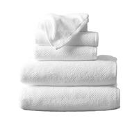 100% Cotton Bath Towels, Luxury 6 Piece Set - 2 Bath Towels, 2 Hand Towels and 2 Washcloths. Quick-Dry, Absorbent Textured Popcorn Weave Towels. Acacia Collection (6 Piece Set, Optic White)