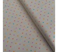 100% Cotton Blenders Polka Dot Dotty Splash Design Classic Printed Quilting Craft Dress Quality Sewing Fabric Material | 44" - 112 cm Wide (per Metre, Khaki/Blue)
