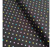 100% Cotton Blenders Polka Dot Dotty Splash Design Classic Printed Quilting Craft Dress Quality Sewing Fabric Material | 44" - 112 cm Wide (per Metre, Black/Salmon)