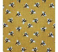 100% Cotton Bumblebee Bee Summer Spring Design Children Kids Craft Quality Fabric Material | 55" - 140 cm Wide (Per Metre, Mustard Gold)