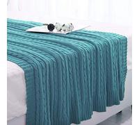 100% Cotton Cable Knit Throw Blanket Super Soft Warm Multi Color, Knitted Throw Blanket, Knit Throw for Sofa Couch Home Decoration